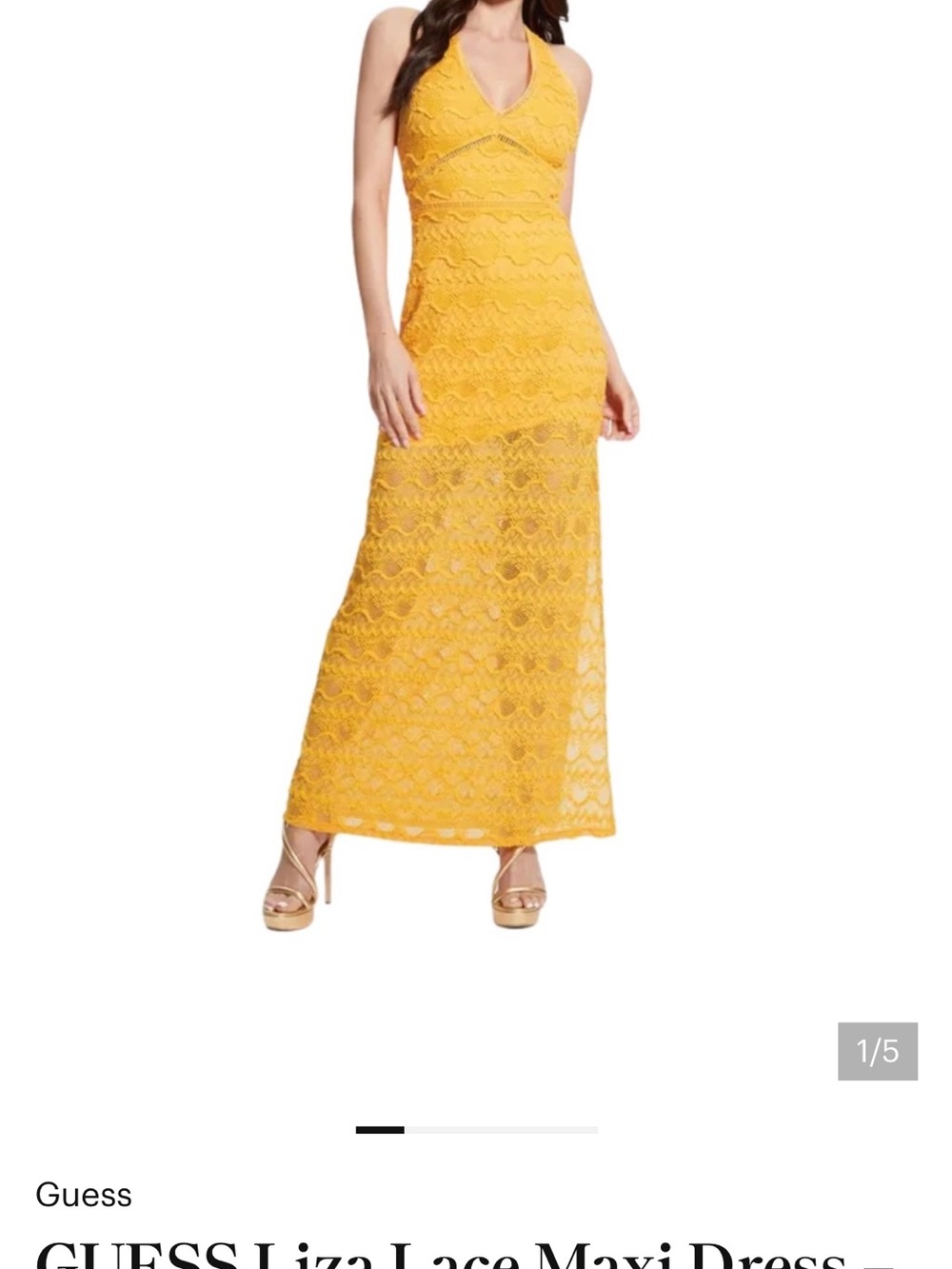 Guess Womens Liza yellow Lace maxi dress XS